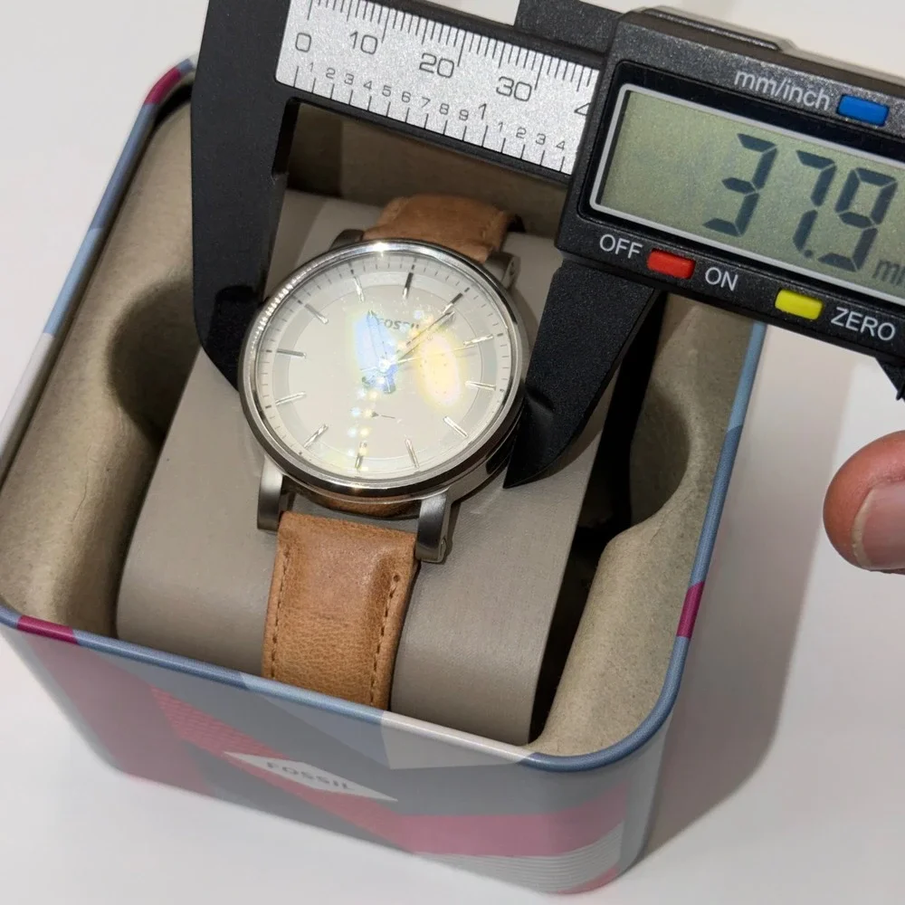 Fossil The Commuter Twist Watch Women Tan Leather Strap Minimalist Analog